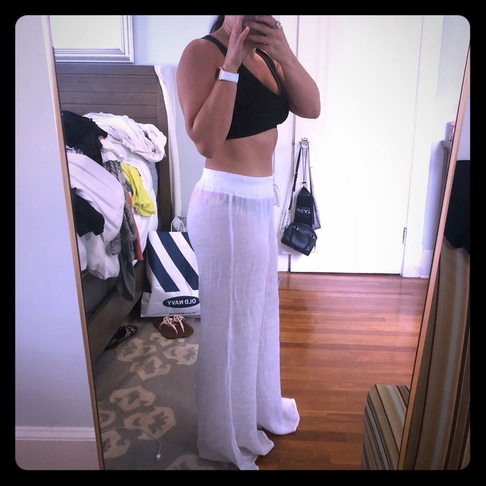 White cover up pants